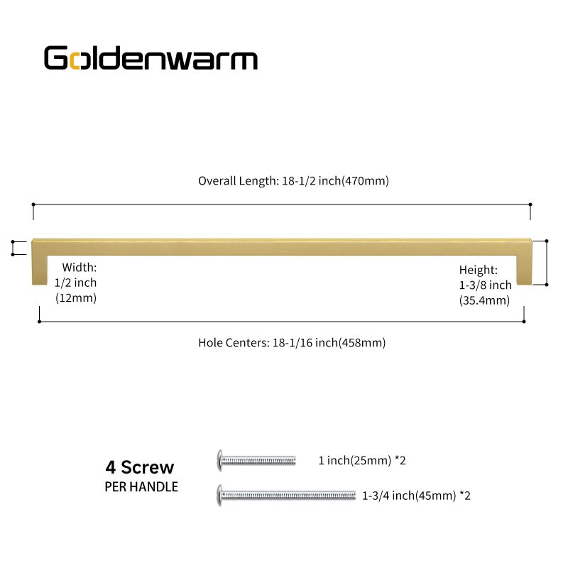 goldenwarm Kitchen Cabinet Handles Brass Drawer Pulls - LSJ12GD458 Kitchen Drawer Handles Knobs and Handles for Dresser Drawers Gold Pulls 10 Pack - Image 2